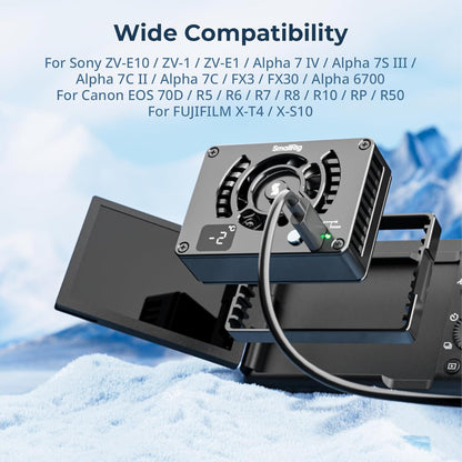 SmallRig Sp-on Cooling System for Select Sony / Canon / FUJIFILM Cameras with 0°C to 45°C Temperature Range, Thermoelectric Cooler, and Built-in Overheating, Short Circuits & Overvoltage Protection Systems | 4348 | 4815