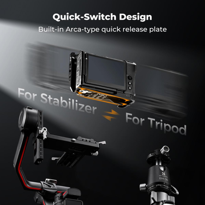 K&F Concept Camera Cage for Nikon ZR, CNC Aluminum Arca Base, Cold Shoe 1/4"-20 & 3/8"-16 Mounts