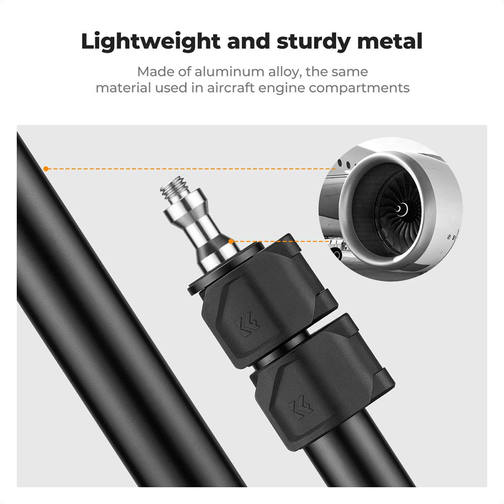 K&F Concept 102cm Aluminum C-Clamp Desktop Stand with 3kg Load Capacity, Buckle Lock, 360° Adjustable Ball Head, Light Stand Mount Adapter, Phone Holder and 1/4-3/8" Screw Holes for Camera Smartphone & Ring Lights | 1-Pack / 2-Pack Options