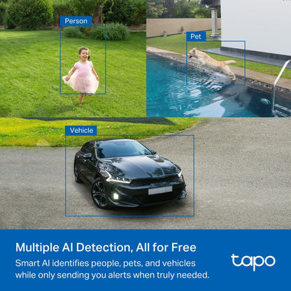 TP-Link Tapo C425 Solar Powered 2K QHD 4MP Smart AI CCTV Camera Kit with 10000mAh Battery, Color Night Vision, IP66 Weatherproof, 512GB MicroSD Slot for Home Security