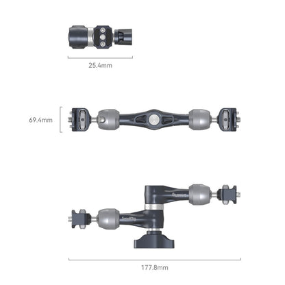 SmallRig 7" Universal Rosette Arm with Dual Panoramic Ball Head, Stretchable Pins, and 1/4"-20 Mounting Screws for Field Monitor, LED Video Light, Microphone, DSLR, Mirrorless Camera, etc. | 4194