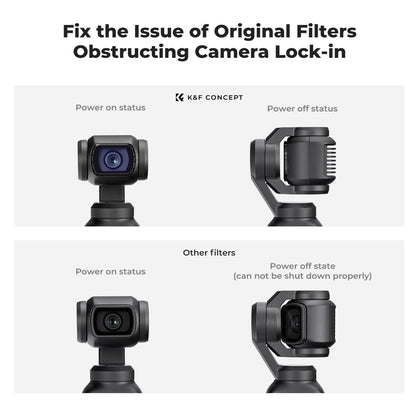 K&F Concept DJI OSMO POCKET 3 NO-X 16-in-1 Magnetic Effect Lens Filters with Screen Protector - Black Mist 1/4 & 1/8, UV, Anti-Light Pollution, CPL, ND32/PL, ND16/PL, ND8/PL, ND64/PL, ND8/16/32/64/128/256/1000 | Camera Accessories