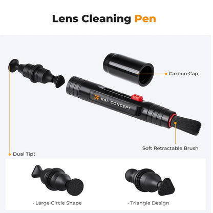 K&F Concept 10-in-1 Camera Cleaning Kit with Lens Cleaner Pen Brush, Liquid Solution, 6pcs Microfiber Cloths, Rocket Air Blower, Long & Short Soft Nozzles for Sony FUJIFILM Canon Nikon Panasonic Lumix Olympus Digital Cameras