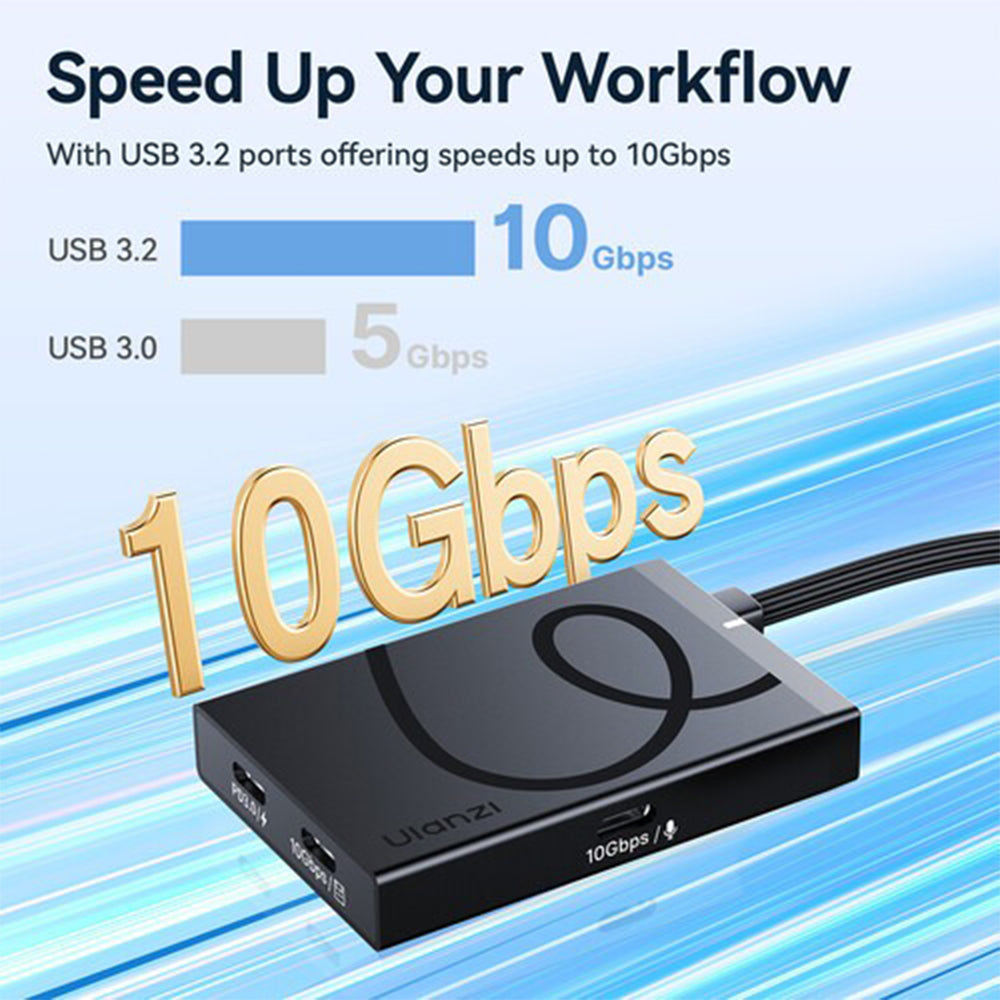 Ulanzi H1 4-in-1 USB-C Media for with 4K 60Hz HDMI 2.0, 10Gbps Data Transmission, PD3.0 Charging and Downstream Ports Compatible with Windows, macOS, iOS, Android, Linux and Chrome OS | M033