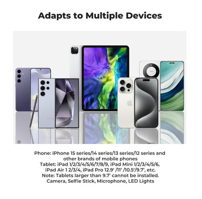 K&F Concept 2 in 1 Smartphone and Tablet Multifunctiol Clip with Retractable Claws, Cold Shoe, 1/4" Threaded Bottom Holes for 2.36" to 8.66" Tab and Phones | KF31-095