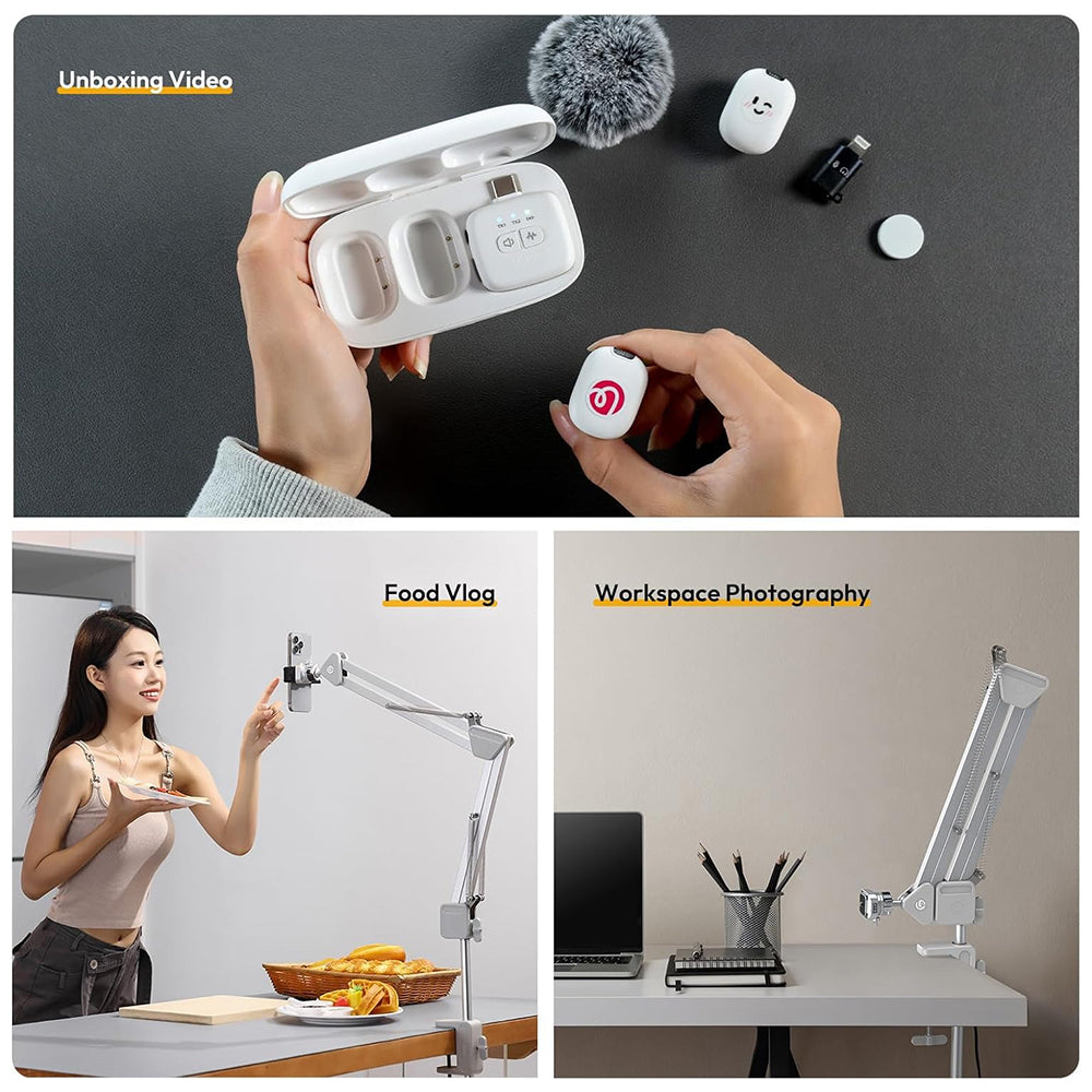 Ulanzi TH04 Overhead Camera Mount Desk Clamp with 1/4" Mount, Uka Quick-Release Plate, Detachable Arm, Up to 2kg Maximum Load Capacity and 68mm Clamping for Food Vlogging, Streaming, Workspace Photography and Unboxing Video | T088