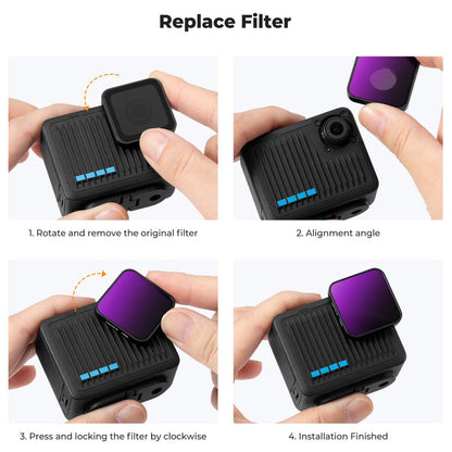 K&F Concept no-X Series PL Polarizer + ND4 8 16 Neutral Density Lens Filter Set for GoPro HERO 4K Action Camera with 2 to 4 Light Stops, Glare Reduction, 28 Multi-Layer Coated AGC Optical Glass, Water, Dust, Oil and Scratch Resistant