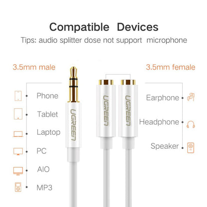 [CLEARANCE] UGREEN 3.5mm Jack Male to 2 Female Aux Connector Audio Splitter Cable for PC, Laptop, Tablet, Phone, etc. | 10739