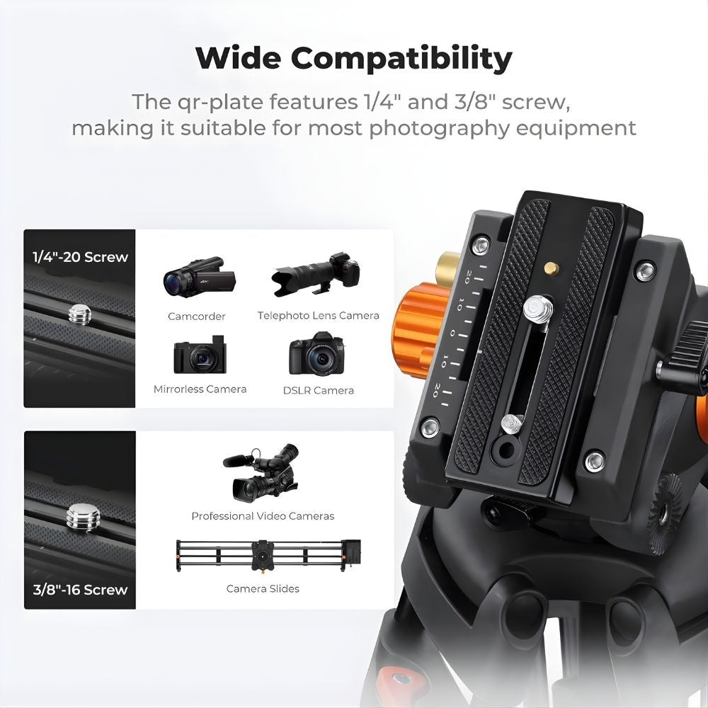 K&F Concept VA3+BV70 360° Fluid Head Video Tripod