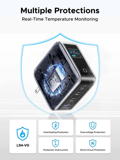 UGREEN 100W 4-Port GaN Fast Charger with Smart Power Display, Foldable Plug | X772 (95405B)
