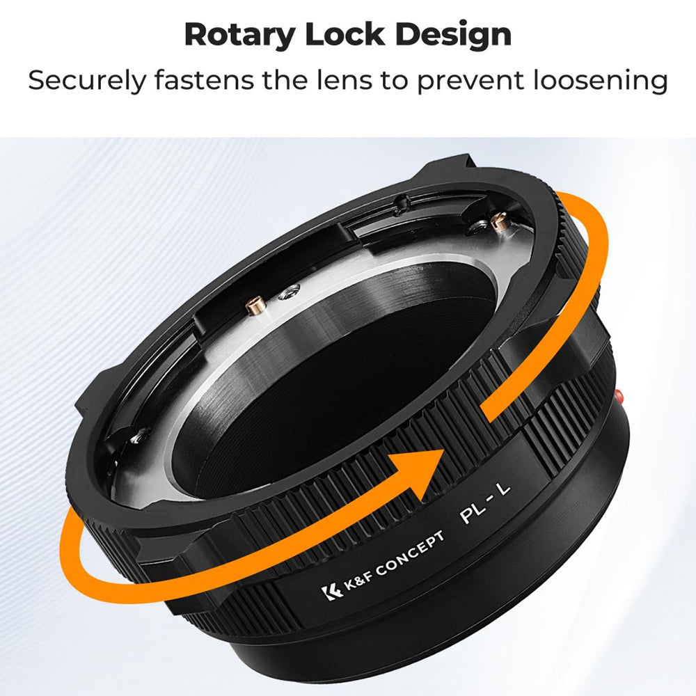 K&F Concept PL Adapter Lens for PL-Mount Lenses to Sony E-mount, Canon RF-Mount & L-mount Cameras