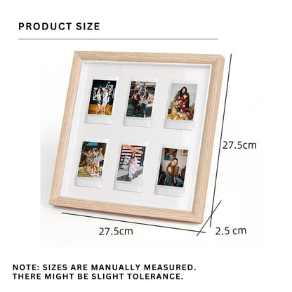 [CLEARANCE] Pikxi 2-in-1 Wooden Photo Frame with 2-Slot 4R Picture Divider and 6-Slot Instax Mini Film Divider with Stand