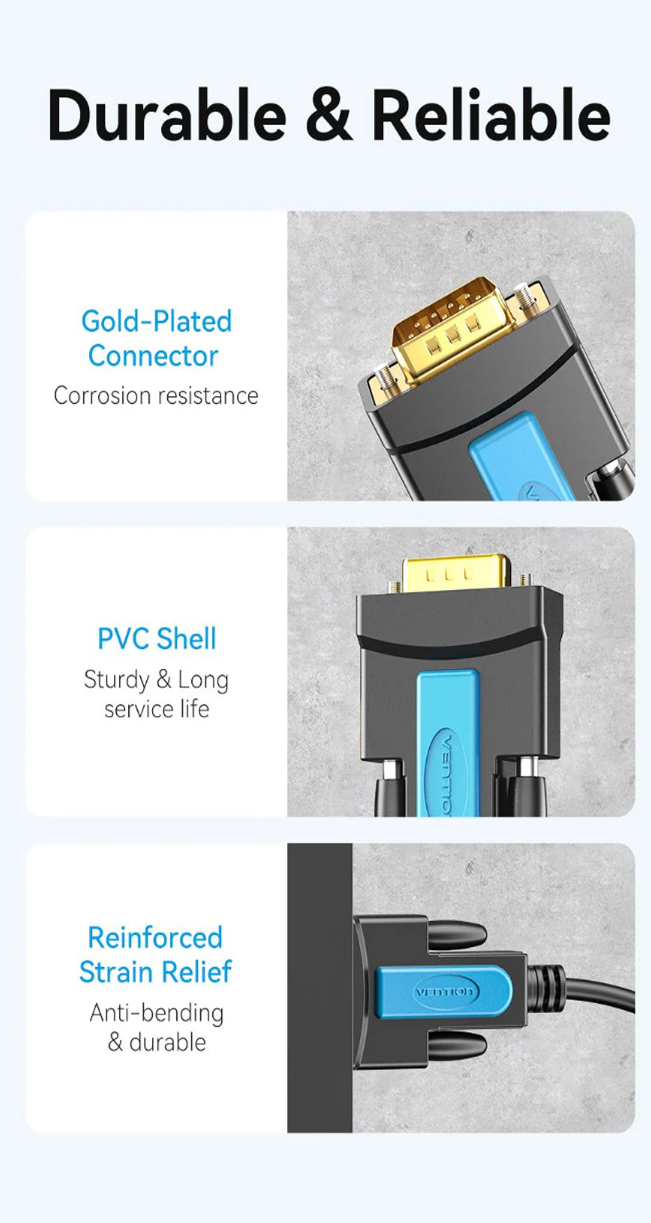 Vention USB to RS32 Serial Converter Cable with Gold Plated Male to Male Connectors for Computer Laptop Cash Register Barcode Scanner Label Printer Modem