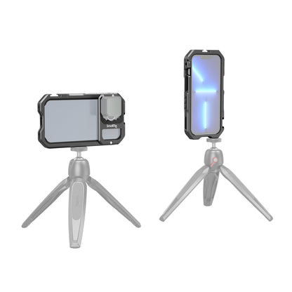 SmallRig Video Rig Cage for iPhone 13 Pro with 1/4"-20 Threads, Dual Cold Shoe, Compatible with SIRUI M-Mount 17mm Threaded Backplates and Cushioned Interior 3562