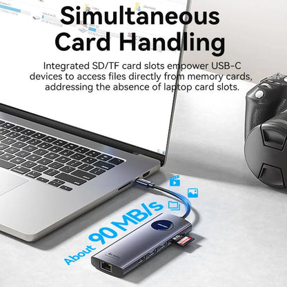 Vention 9-in-1 USB 3.0 Multi-Interface MST Docking Station with 5Gbps USB Hub, 4K@60Hz HDMI Video, SD / TF Card Reader, 1000Mbps RJ45 Ethernet, and 100W PD Charging Ports for Desktop Computer Laptop Smart TV Display Monitor Network Device