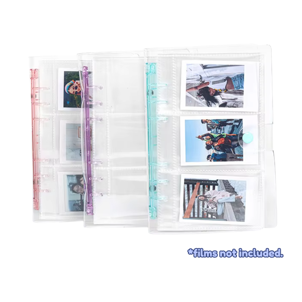 Pikxi 120 Pockets 20 Pages Transparent PVC Photo Album Binder for FUJIFILM Instax Mini Instant Film Camera | Blue Pink Purple