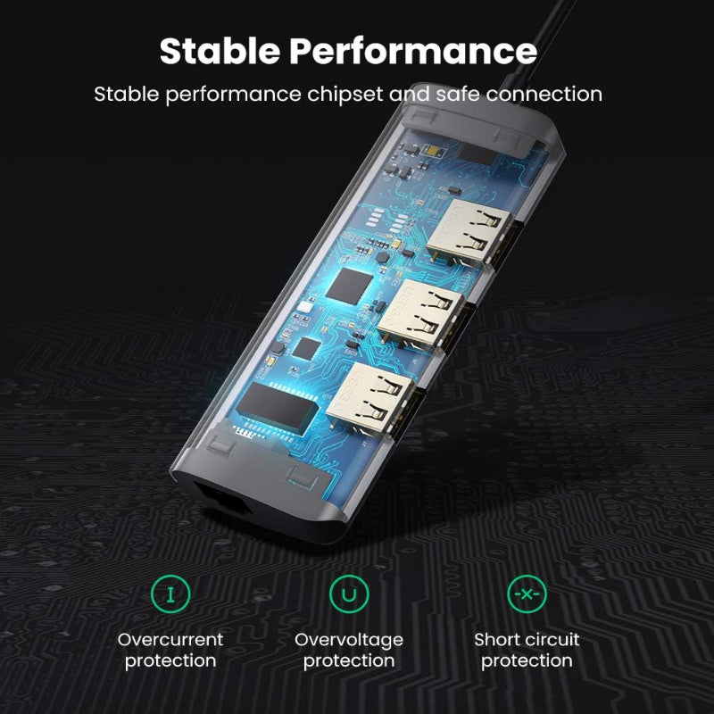 UGREEN 4-Port USB 3.0 Type C Ethernet Adapter Hub for MacBook, iMac, PC, Desktop Computer, Laptop, Phone, Tablet, etc. - Supports Windows, MacOS, Linux, Chrome OS, Android | 60718