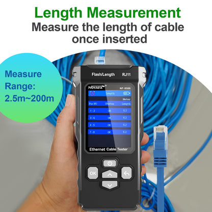 Noyafa NF-8506 Digital Network Cable Tester with Colored LCD Screen Display, LED Flash Light, IP Scanner, Cable Tracker, Continuity, & Length Measurement, PoE, Switch, & Ping Tester for TDR, RJ45, RJ11, CAT5, CAT6 Ethernet Cable