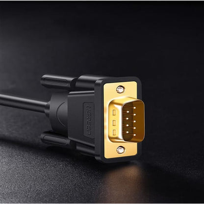 [CLEARANCE] UGREEN 3-Meter DB9 RS232 9-Pin Serial Cable Female to Male with Built-In Locking Bolts for Personal Computers, Equipment, and Peripherals | 20147