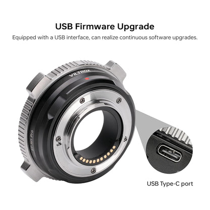 Viltrox EF-M1 Pro Lens Mount Adapter for Canon EOS EF / EF-S Series Lenses to Panasonic Olympus M43 MFT Digital Cameras with Rotary Lock, USB Type-C Port, EXIF Sigl Transmission and IS Anti Shake Function