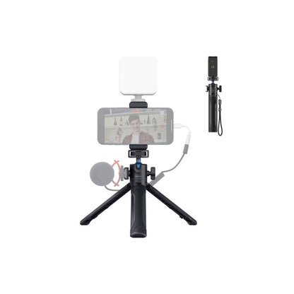 Simorr by SmallRig VK-25 Vlog Tripod Kit with 22" Maximum Extendable Height, Smartphone Clamp Phone Holder, 360 Degree Ball Head, Standard Cold Shoe Mount and Triple Leg Tabletop Setup for Smartphones (White, Black) | 3827 3828
