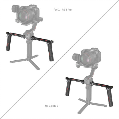 SmallRig Dual Handgrip Horizontal Arm Mount with 1/4"-20 & 3/8"-16 Accessory Threads, Locking Levers, Silicone Grips, Nato Rails, and Shoe Mount for DJI RS 2 / RSC 2 / RS 3 / RS 3 Pro / RS 4 / RS 4 Pro Gimbals 3027