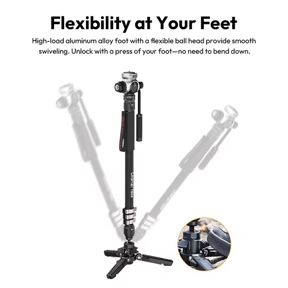 Ulanzi SMOD TB06 Carbon Fiber Video Monopod with 360 / 180 Degree Pan and Tilt, 1.6m Extended Height, 10kg Max Load Capacity and 3kg Ball Head Max Payload for Videography | T034GBB1