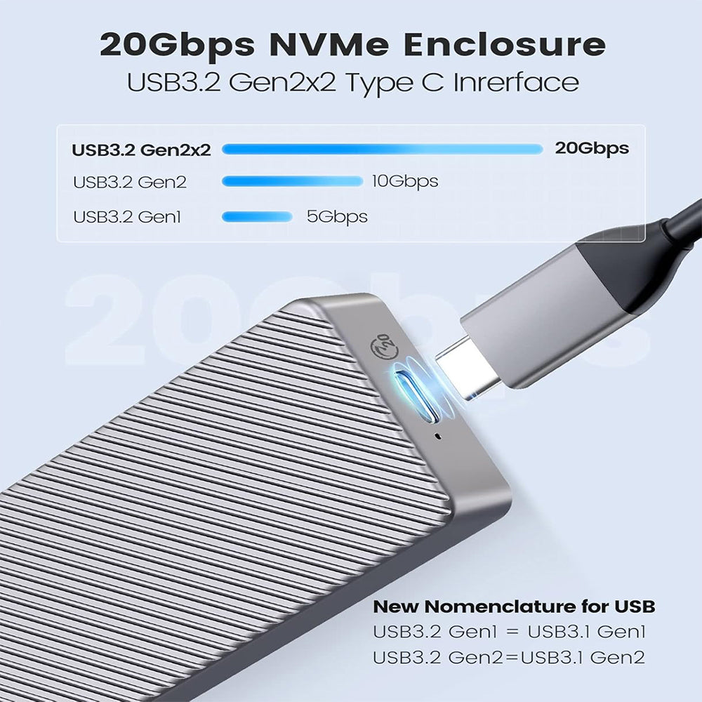 ORICO M.2 SATA / NVME SSD Solid State Drive Enclosure with USB3.2 Gen 2 x2, 20Gbps Transfer Rate, 4TB Max Capacity with PCIe 3.0, TRIM, UASP and SMART Function for Smartphone PC Desktop Laptop | M213C3-G4 | Gray, Rose Gold, Silver