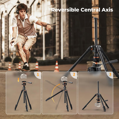 K&F Concept 180cm Aluminum Travel Tripod with 360° Ball Head