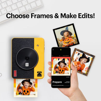 KODAK Mini Shot 3 RETRO 2 in 1 Instant Camera and Photo Printer Kit Bundle 3" x 3" Prints, 8 + 60 Sheets with Accessories, 1.77" LCD Display, 4PASS Print Technology, Bluetooth Printing via Mobile Smartphone App | C300R