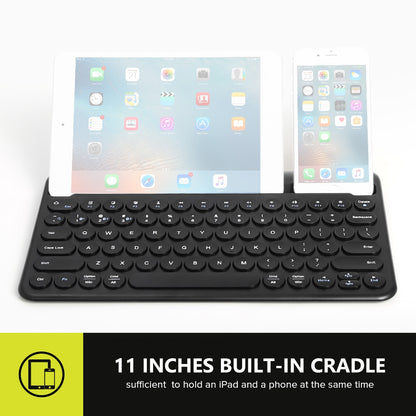 [CLEARANCE] Delux K2213V 1 Zone Universal Wireless Bluetooth Keyboard Rechargeable with Integrated Stand Cradle, 78 Keys, Scissors Keycaps for Windows/ISO/Android