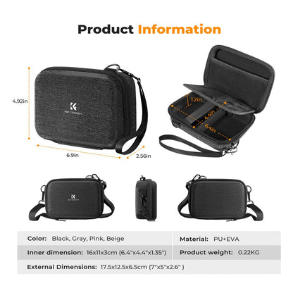 K&F Concept 1 Liter Digital Camera Case Waterproof Shockproof with 2 Ways Carrying Storage Bag for Cameras & Photography Accessories | KF13-167