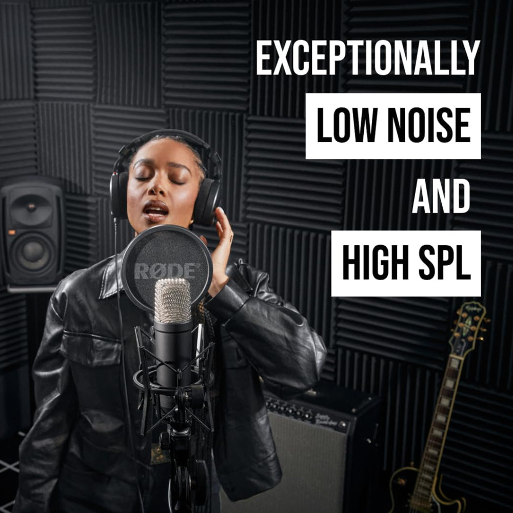 Rode NT1 Signature Cardioid Condenser Studio Microphone with HF6 1" Large Diaphragm Capsule, XLR 3-Pin Output, Phantom Powered for Recording, Podcasting, Live Streaming | Black, Blue, Purple, Green, Red, Pink