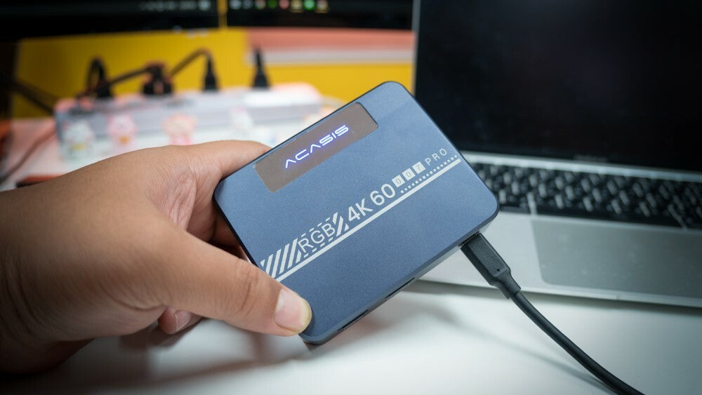 ACASIS VC007PRO HDMI Video Capture Card with 4K 60Hz Ultra HD HDR, Switch Button for RGB Lights with Active Cooling Fan, Supports Audio Microphone, Headset for Streaming, Live Broadcasting, Recording, PC, Gaming, Android USB 3.0 Type C