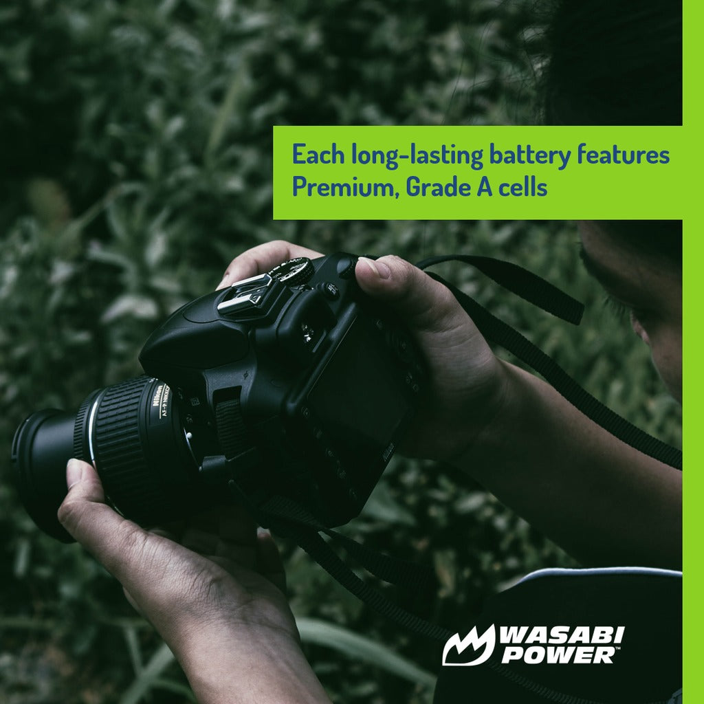 Wasabi Power EN-EL14 ENEL14 (2 Pack) 7.4V 1500mAh Battery and Dual USB Charger Kit with Power Indicators for Select Nikon EN-EL14a, MH-24, Coolpix, D3100 D3200 D3500 D3600 and Df Digital Compact Camera