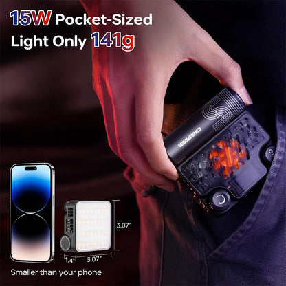 [CLEARANCE] ZHIYUN CINEPEER CM15 RGB LED Mini Video Fill Light with Rechargeable Battery, Creative Lighting Effects, 1/4" Clip & Cold Shoe Adapter for On-Camera & Smartphone Mounting, Studio Lighting, Photography, Filmmaking, Vlogging & Live Steaming