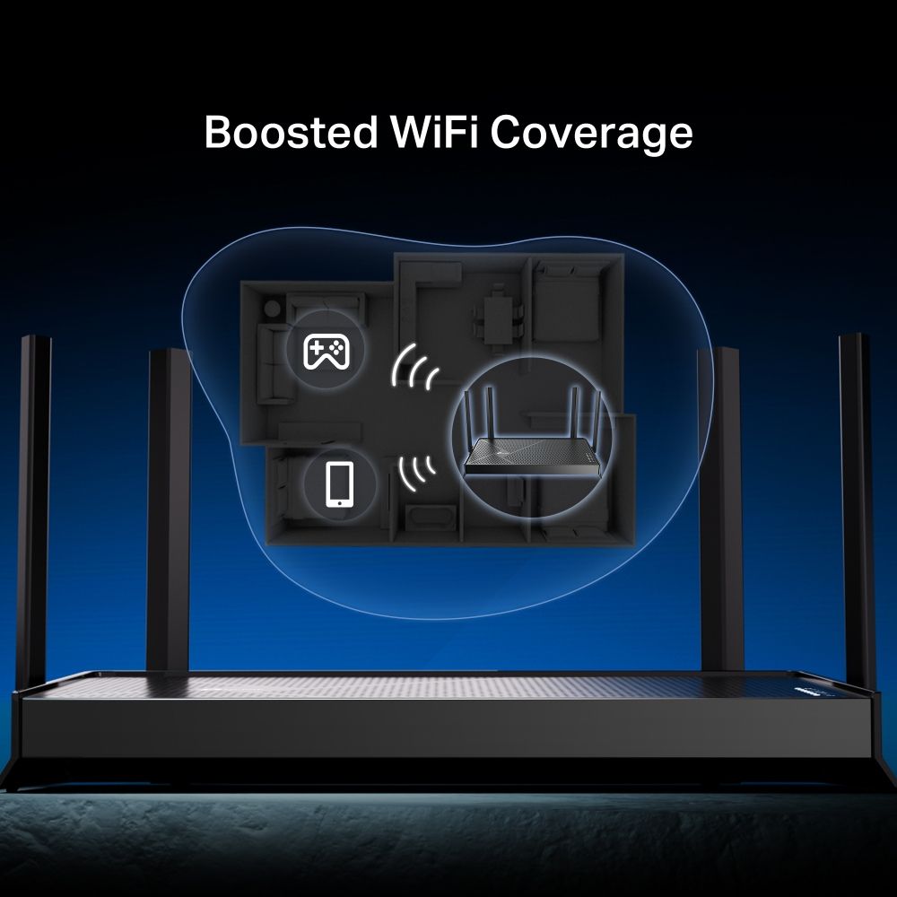 TP-Link Archer BE230 BE3600 Dual Band Home WIFI 7 Router with 3.6Gbps Wireless Speeds, 2.5Ghz / WAN / LAN Ports, 4x Exterl Antens, EasyMesh Compatible, and HomeShield Security Support