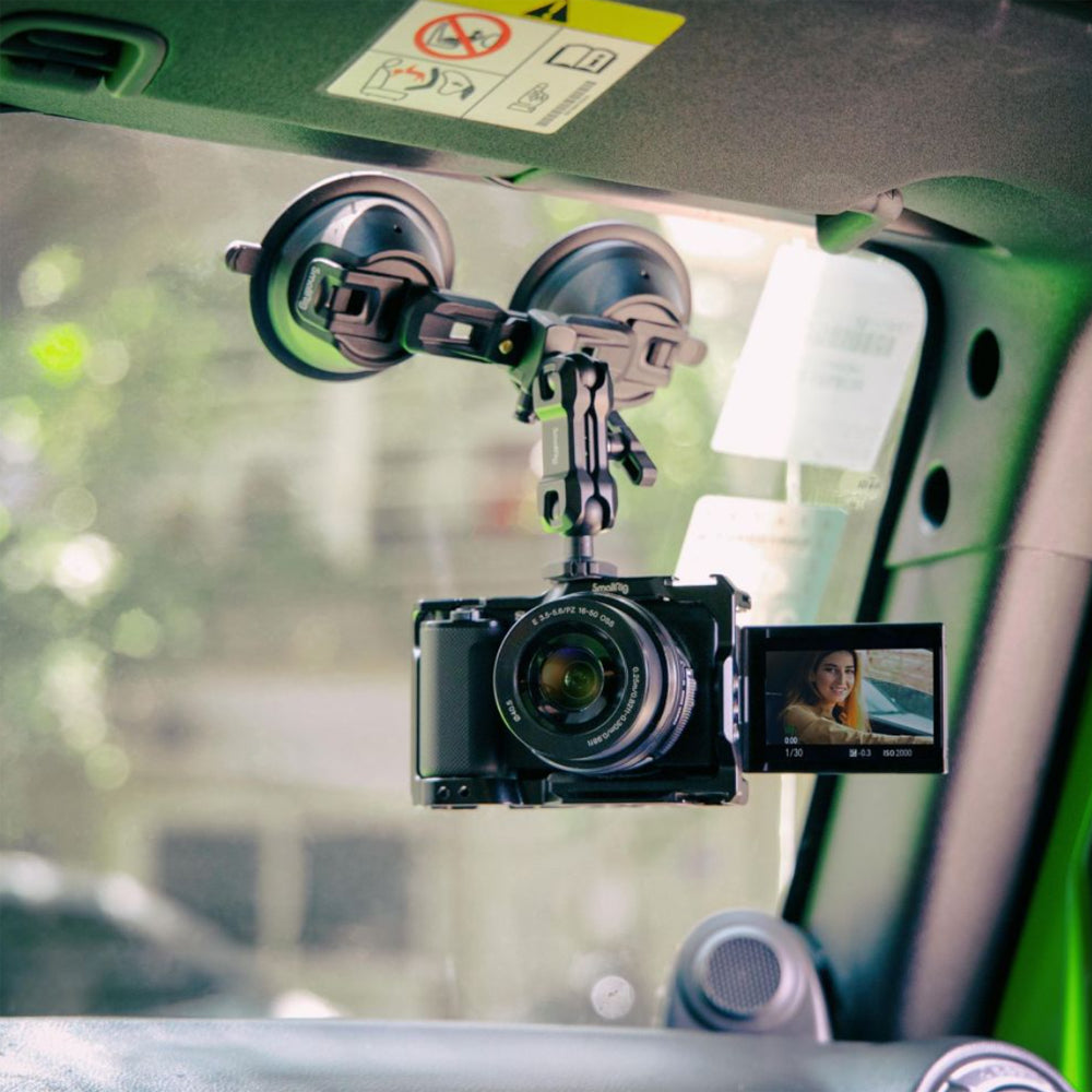 SmallRig Dual Suction Cup Camera Mount with Dual Ball Head Arm, 3kg Load Capacity (not in motion) & 0.5kg (when in motion) for Flexible Angle Shooting & Car Interior & Exterior Attachment | 3566