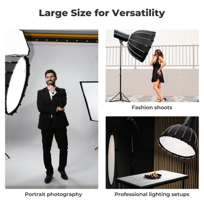 K&F Concept 60cm 90cm 120cm QR Bowens Mount Hexagol Parabolic Softbox with 16 Durable Elastic Ribs, Waterproof for Camera Lighting Photo and Video Studio Equipment