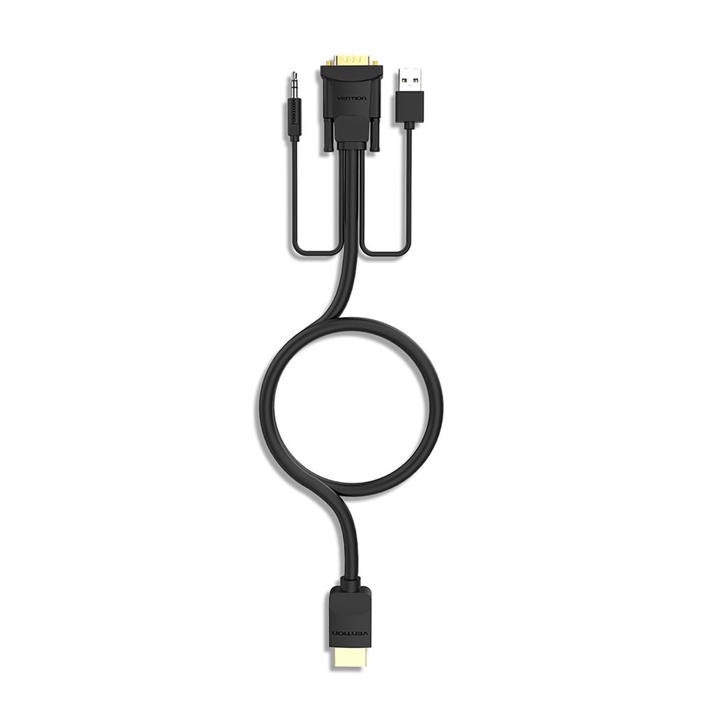 [CLEARANCE] Vention HDMI to VGA 2M Converter Cable with 3.5mm Audio Output and USB Power Supply 1080p 60Hz (ABIBH)