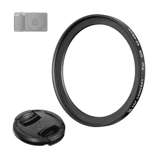 K&F Concept 42 to 49mm Nano-X Filter Adapter Ring for Ricoh GR IIIx III II Camera Series with Lens Cap Aluminum Alloy