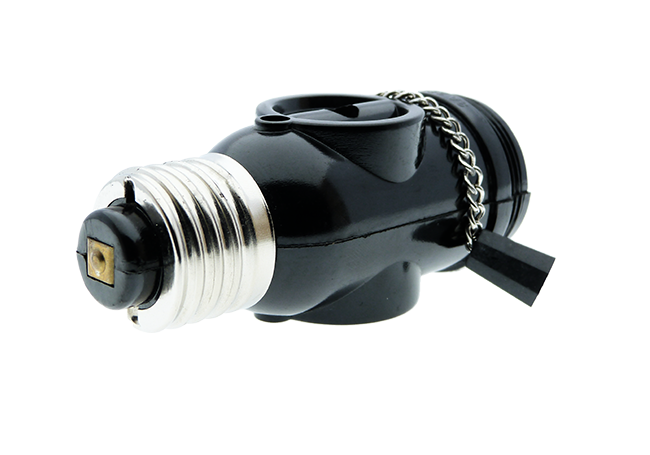 OMNI Chain Pull Socket with 2-Flat Pin Outlets 3A 220V for Electrical Light Socket | E27-712