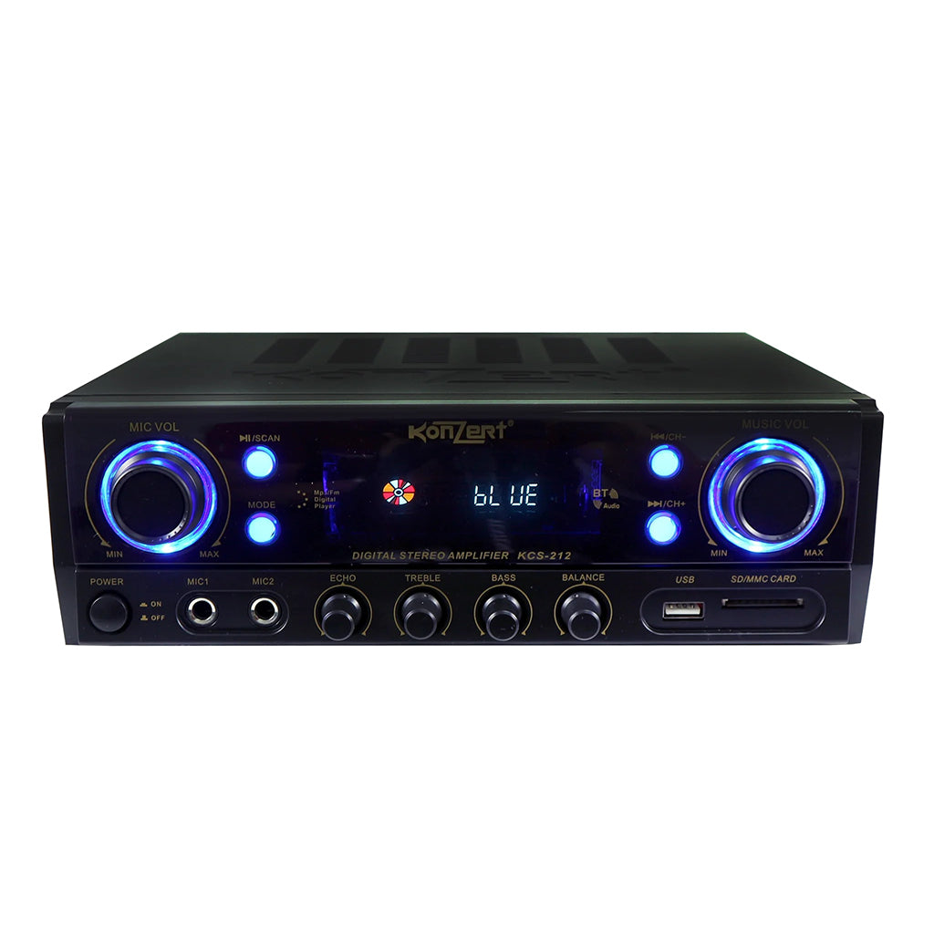 Konzert TodoOke KCS-212 1800W 6" 2-Way Woofer Micro Component Karaoke Speaker System (SET) with 2 Channel Output, Bluetooth, FM Radio Tuner and RCA, Mic Inputs and Remote Control