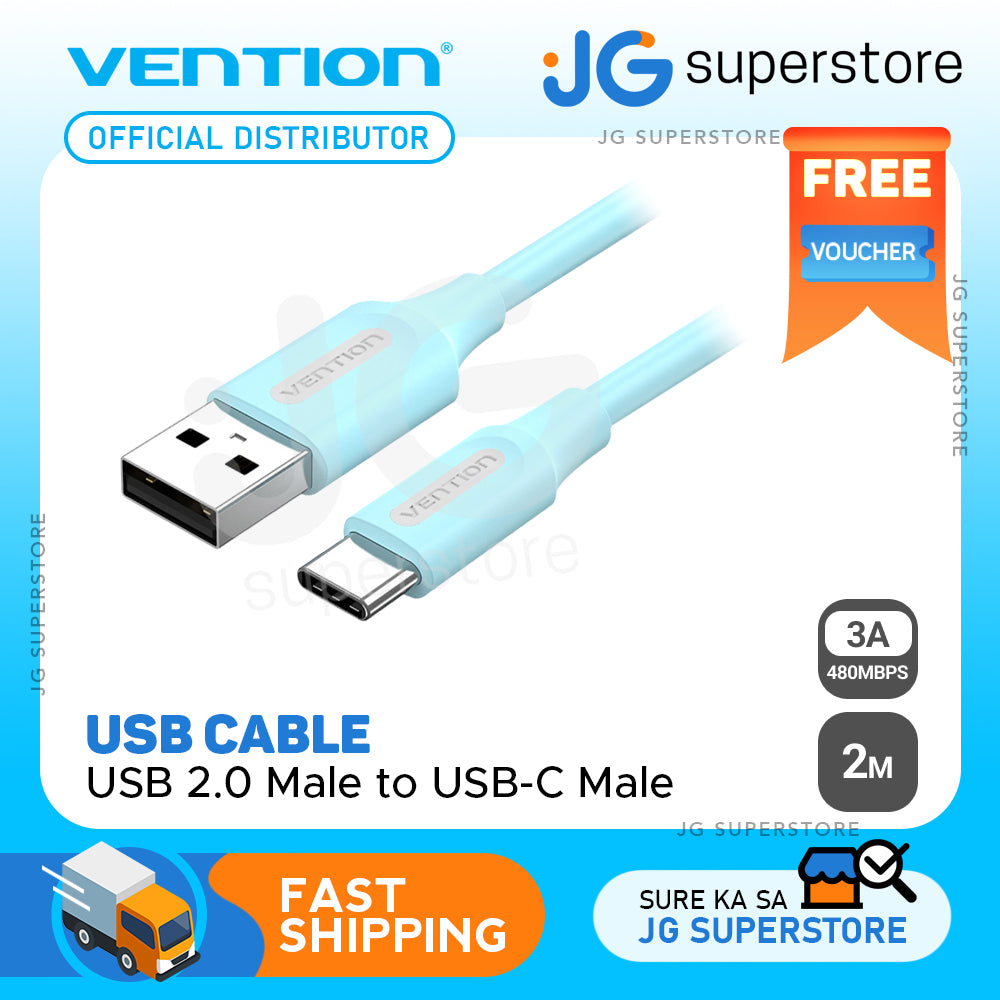 Vention USB 2.0 A Male to C Male 3A USB Cable 480Mbps (COK) for Smartphones, Laptops, Computer (Available in Different Lengths)