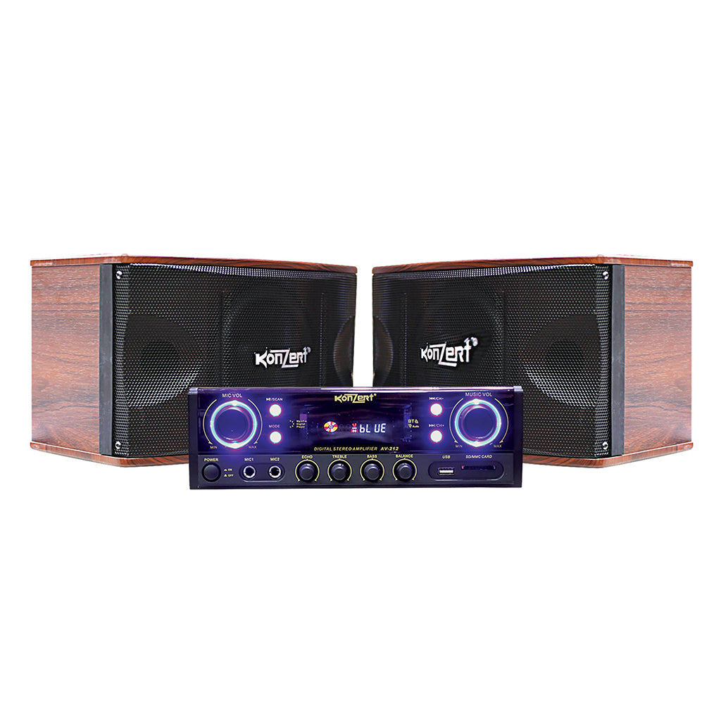 Konzert TodoOke KCS-212 1800W 6" 2-Way Woofer Micro Component Karaoke Speaker System (SET) with 2 Channel Output, Bluetooth, FM Radio Tuner and RCA, Mic Inputs and Remote Control