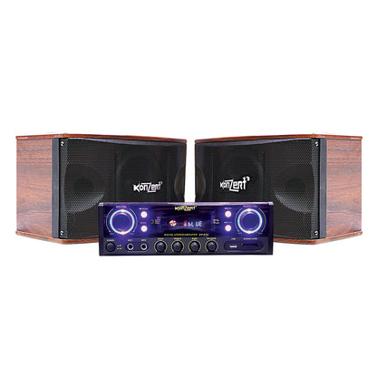 Konzert TodoOke KCS-212 1800W 6" 2-Way Woofer Micro Component Karaoke Speaker System (SET) with 2 Channel Output, Bluetooth, FM Radio Tuner and RCA, Mic Inputs and Remote Control