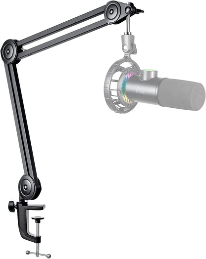 Fifine BM63 Heavy Duty Microphone Boom Arm with Triple Joint Spring Suspension, Desk Clamp, and Universal 5/8-Inch Bolt Mount