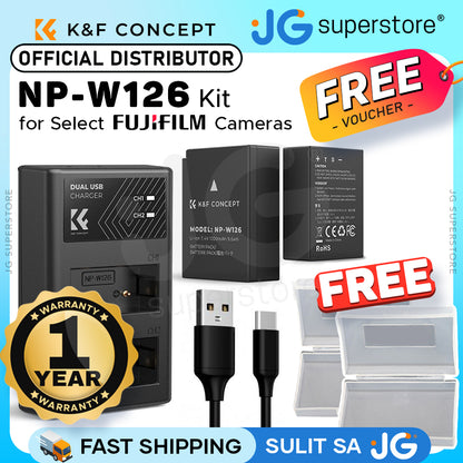 K&F Concept (2-Pack) NP-W126S NPW126 Battery and Dual Charger Kit for FUJIFILM XS10 XT30 XT20 XE4 X100V A5 Camera with Micro USB and Type C Port