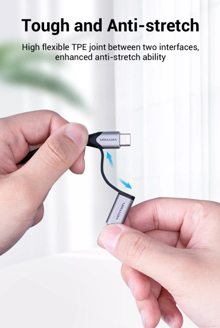 [CLEARANCE] Vention USB 2.0 A Male to 2-in-1 USB-C & Micro-B Male 5A Cable 480Mbps (CQFH) 0.5M