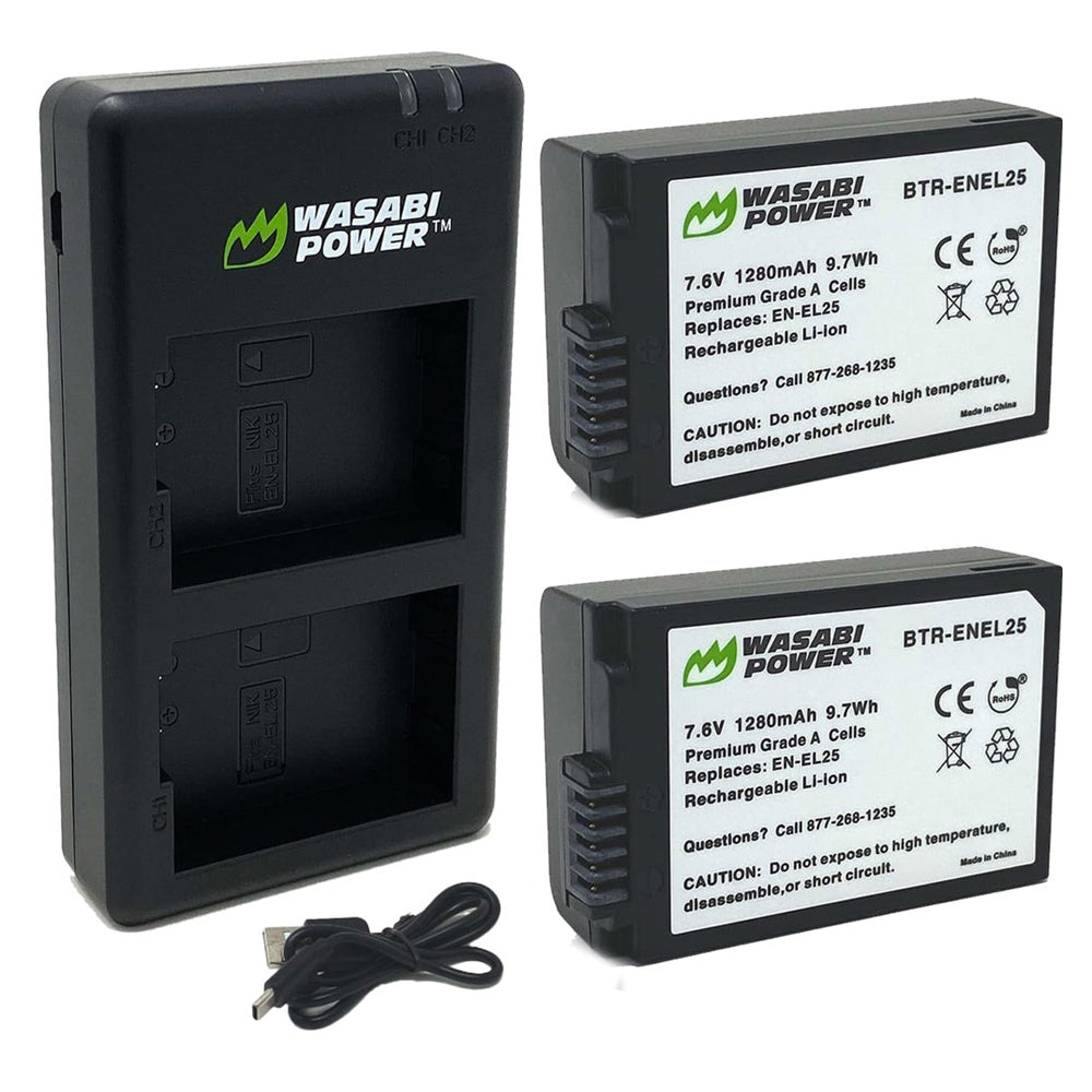 [CLEARANCE] Wasabi Power EN-EL25 Battery & Charger for Nikon Z30 Z50 Zfc Digital Cameras | EN EL25 ENEL25 | JG Superstore